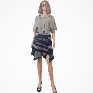BHUPDESIGNS Knitted Grey and Black Asymmetrical Skirt. M